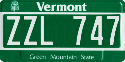 VT license plate ZZL747