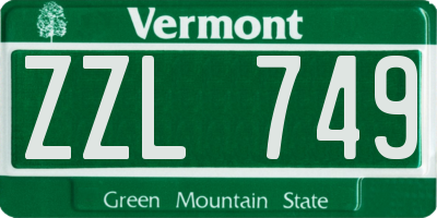 VT license plate ZZL749
