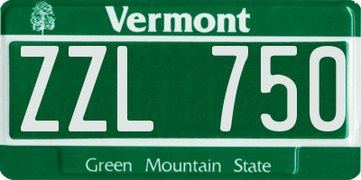 VT license plate ZZL750
