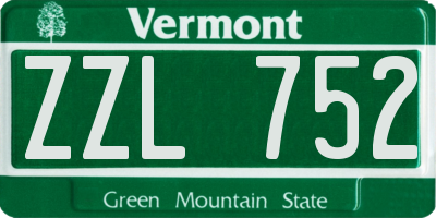 VT license plate ZZL752