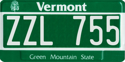 VT license plate ZZL755