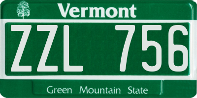 VT license plate ZZL756