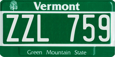 VT license plate ZZL759