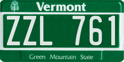 VT license plate ZZL761