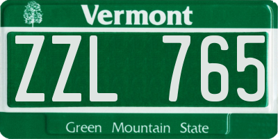 VT license plate ZZL765
