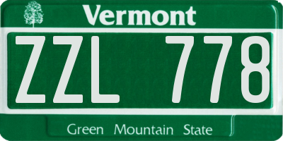 VT license plate ZZL778