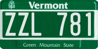 VT license plate ZZL781