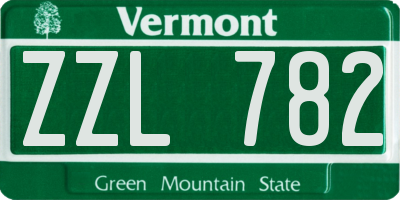 VT license plate ZZL782