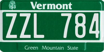 VT license plate ZZL784