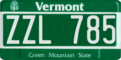 VT license plate ZZL785
