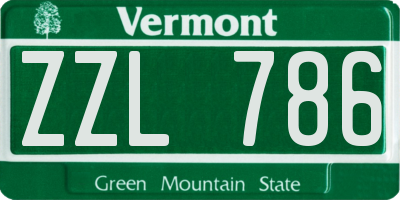 VT license plate ZZL786
