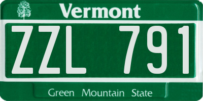 VT license plate ZZL791
