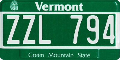 VT license plate ZZL794
