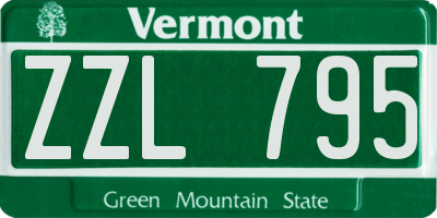 VT license plate ZZL795