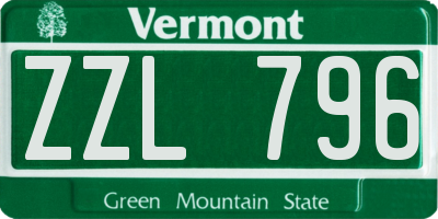 VT license plate ZZL796
