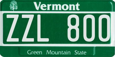 VT license plate ZZL800