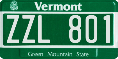 VT license plate ZZL801