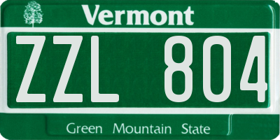 VT license plate ZZL804