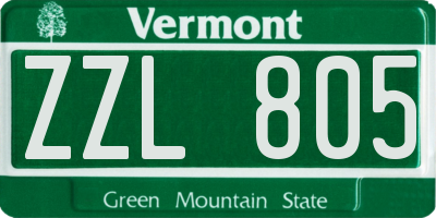 VT license plate ZZL805