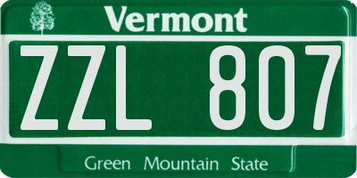 VT license plate ZZL807