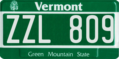 VT license plate ZZL809