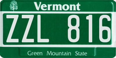 VT license plate ZZL816