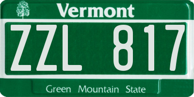 VT license plate ZZL817