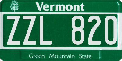 VT license plate ZZL820