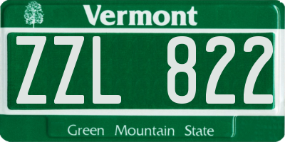 VT license plate ZZL822