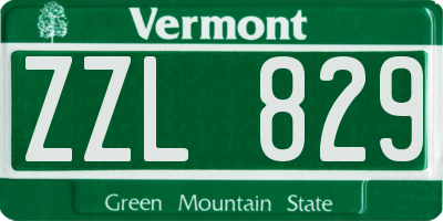 VT license plate ZZL829