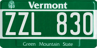 VT license plate ZZL830
