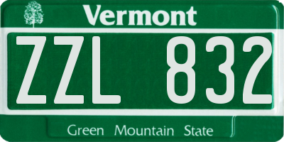 VT license plate ZZL832