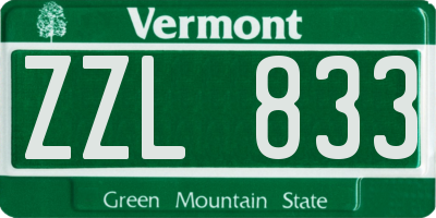 VT license plate ZZL833