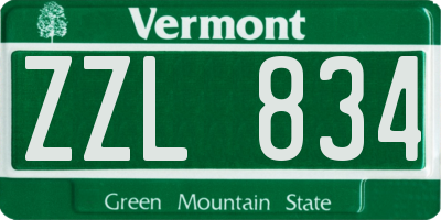 VT license plate ZZL834