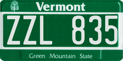 VT license plate ZZL835