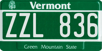 VT license plate ZZL836
