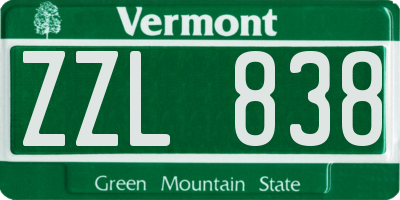 VT license plate ZZL838
