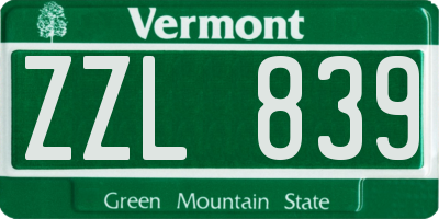 VT license plate ZZL839