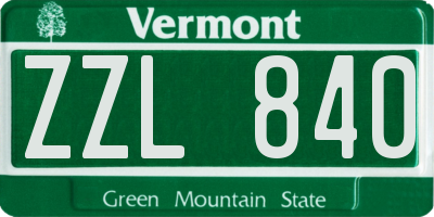 VT license plate ZZL840