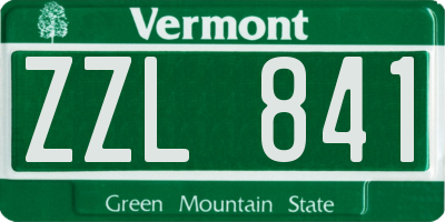 VT license plate ZZL841