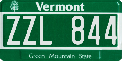 VT license plate ZZL844