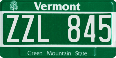 VT license plate ZZL845