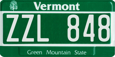 VT license plate ZZL848
