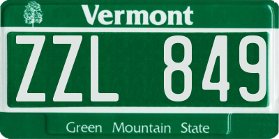 VT license plate ZZL849