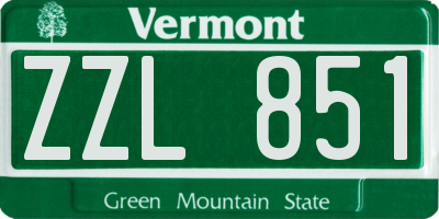 VT license plate ZZL851