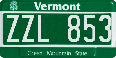 VT license plate ZZL853