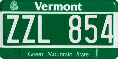 VT license plate ZZL854