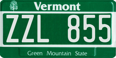 VT license plate ZZL855