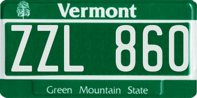 VT license plate ZZL860