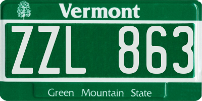 VT license plate ZZL863